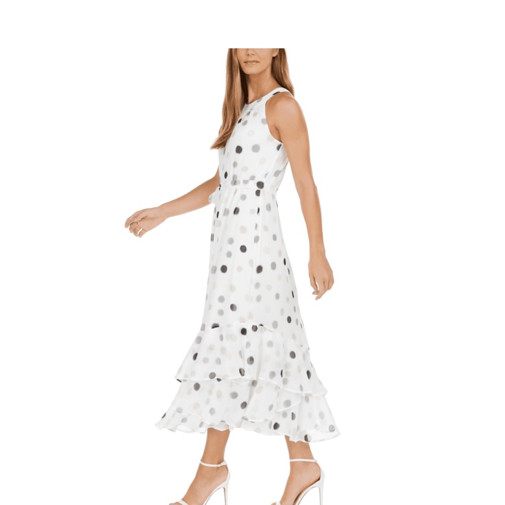 Calvin Klein Polka-Dot Halter Maxi Dress New (NWT)